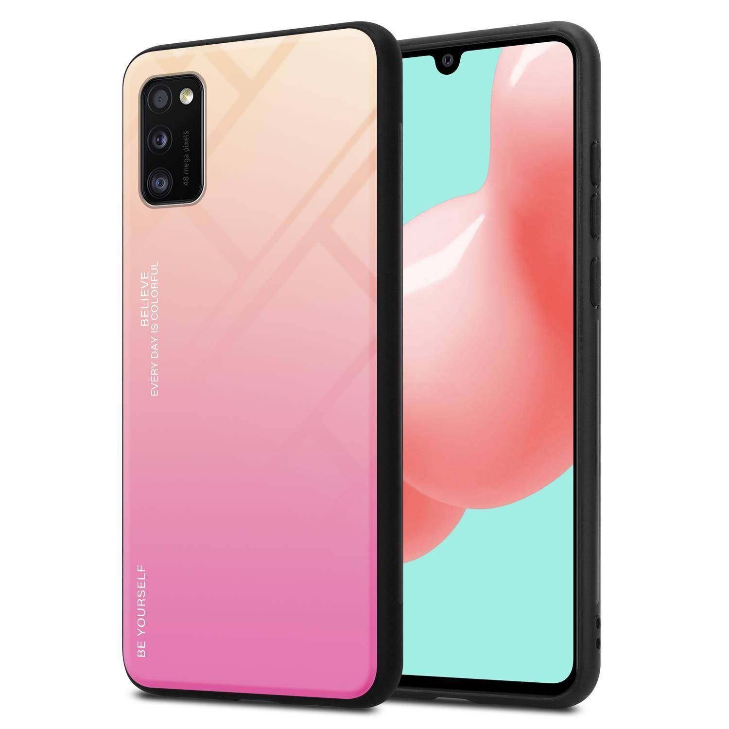 Cadorabo Hülle für Samsung Galaxy A41 Schutz Hülle in Schwarz Handyhülle TPU Etui Cover Case Tempered Glas