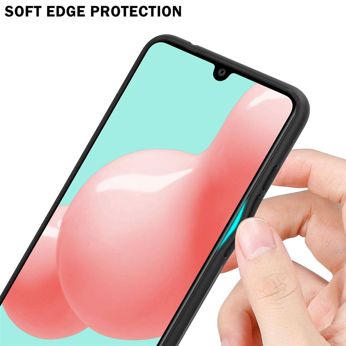 Cadorabo Hülle für Samsung Galaxy A41 Schutz Hülle in Schwarz Handyhülle TPU Etui Cover Case Tempered Glas