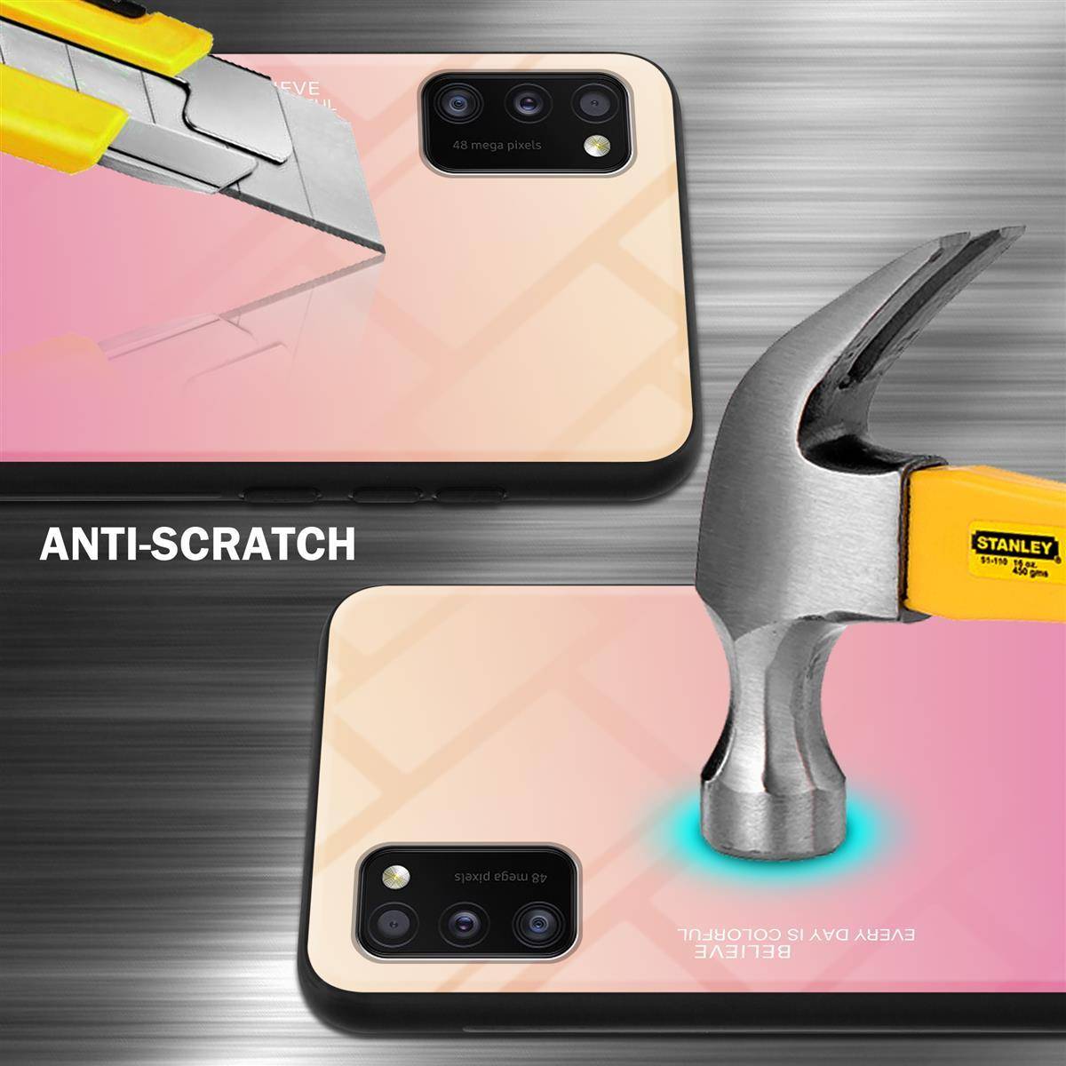 Cadorabo Hülle für Samsung Galaxy A41 Schutz Hülle in Schwarz Handyhülle TPU Etui Cover Case Tempered Glas