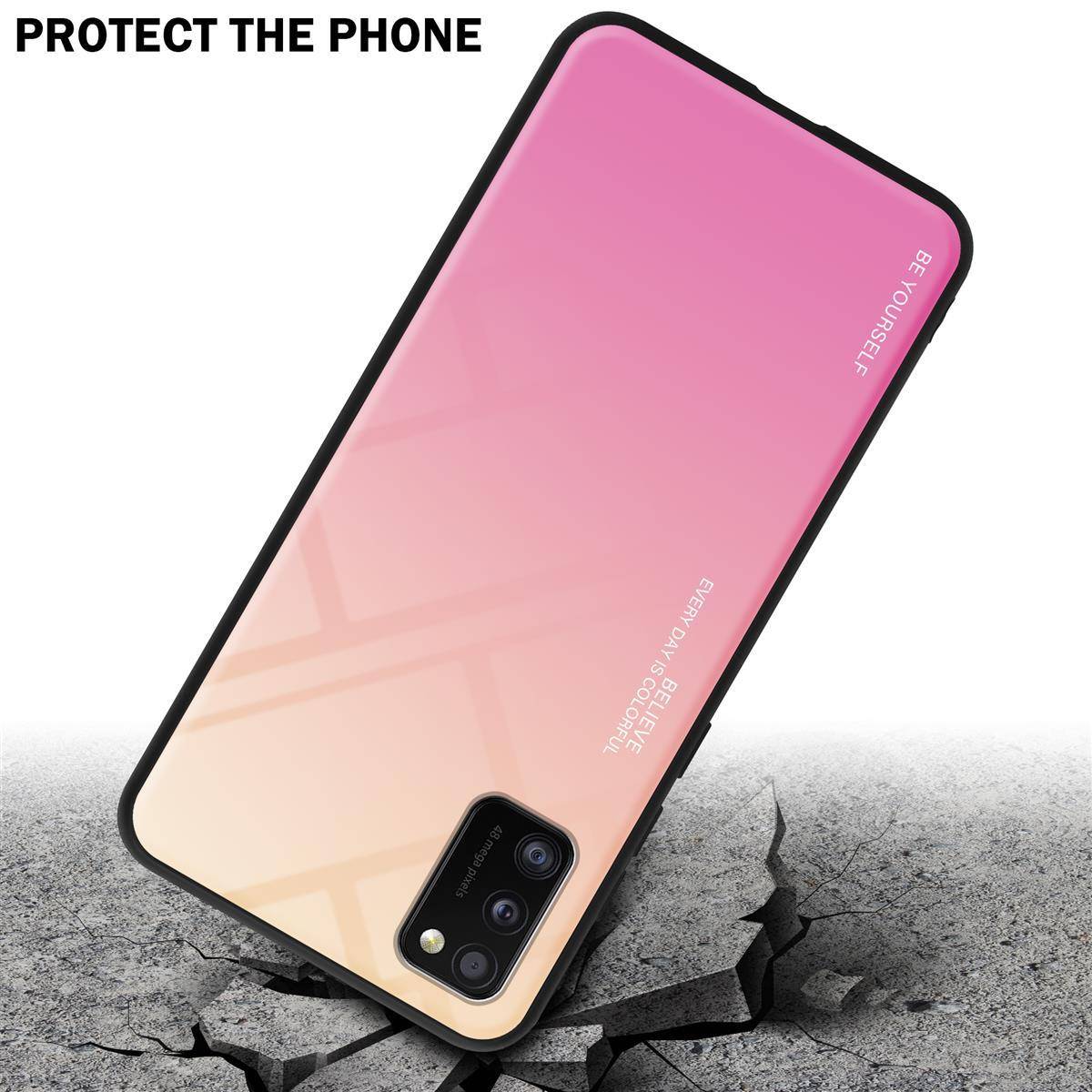 Cadorabo Hülle für Samsung Galaxy A41 Schutz Hülle in Schwarz Handyhülle TPU Etui Cover Case Tempered Glas