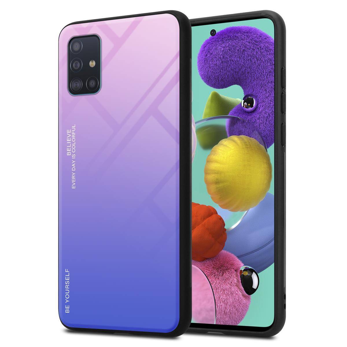 Cadorabo Hülle für Samsung Galaxy A51 4G / M40s Schutz Hülle in Schwarz Handyhülle TPU Etui Cover Case Tempered Glas