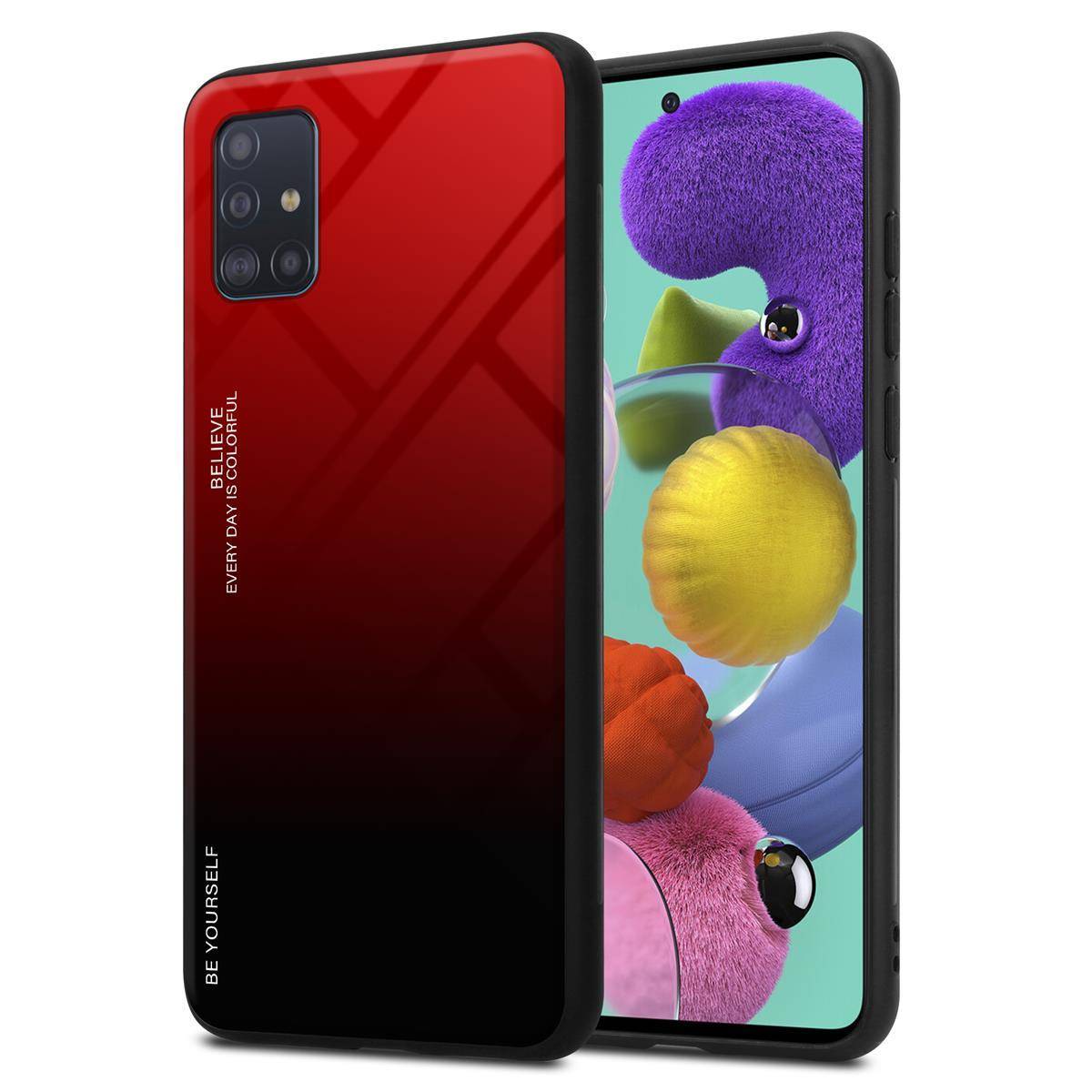Cadorabo Hülle für Samsung Galaxy A51 4G / M40s Schutz Hülle in Schwarz Handyhülle TPU Etui Cover Case Tempered Glas