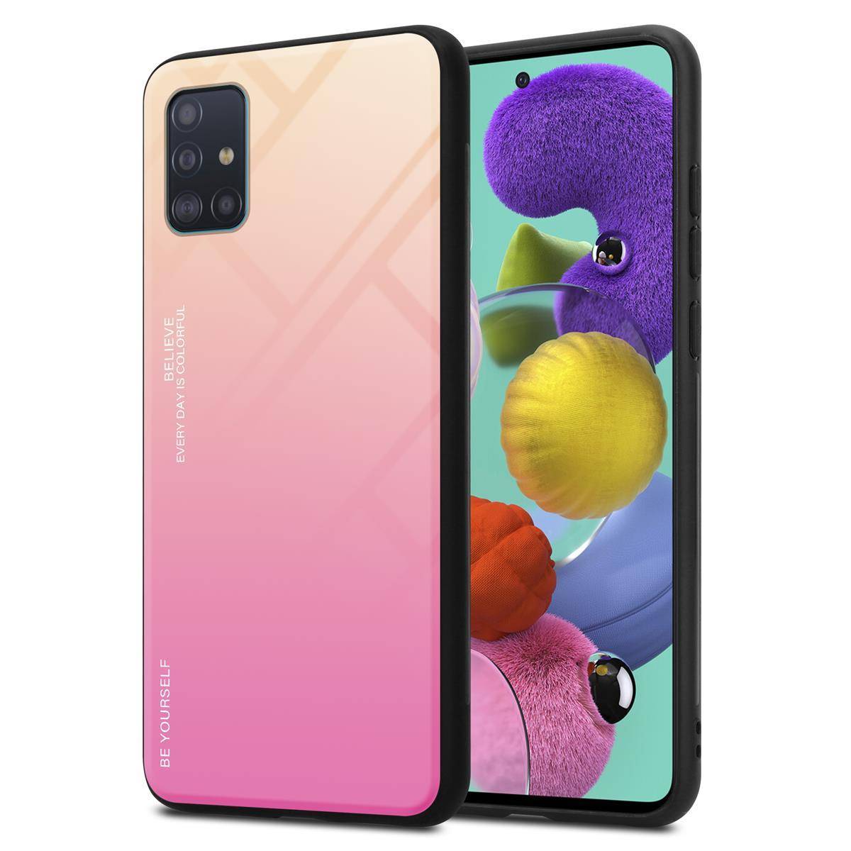 Cadorabo Hülle für Samsung Galaxy A51 4G / M40s Schutz Hülle in Schwarz Handyhülle TPU Etui Cover Case Tempered Glas