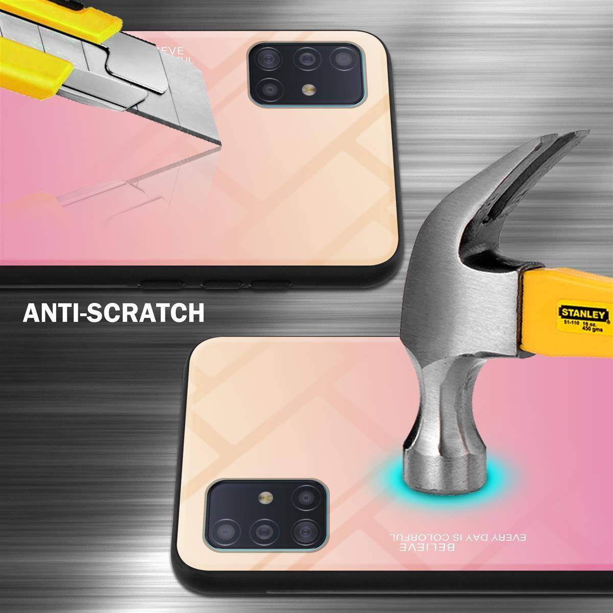 Cadorabo Hülle für Samsung Galaxy A51 4G / M40s Schutz Hülle in Schwarz Handyhülle TPU Etui Cover Case Tempered Glas