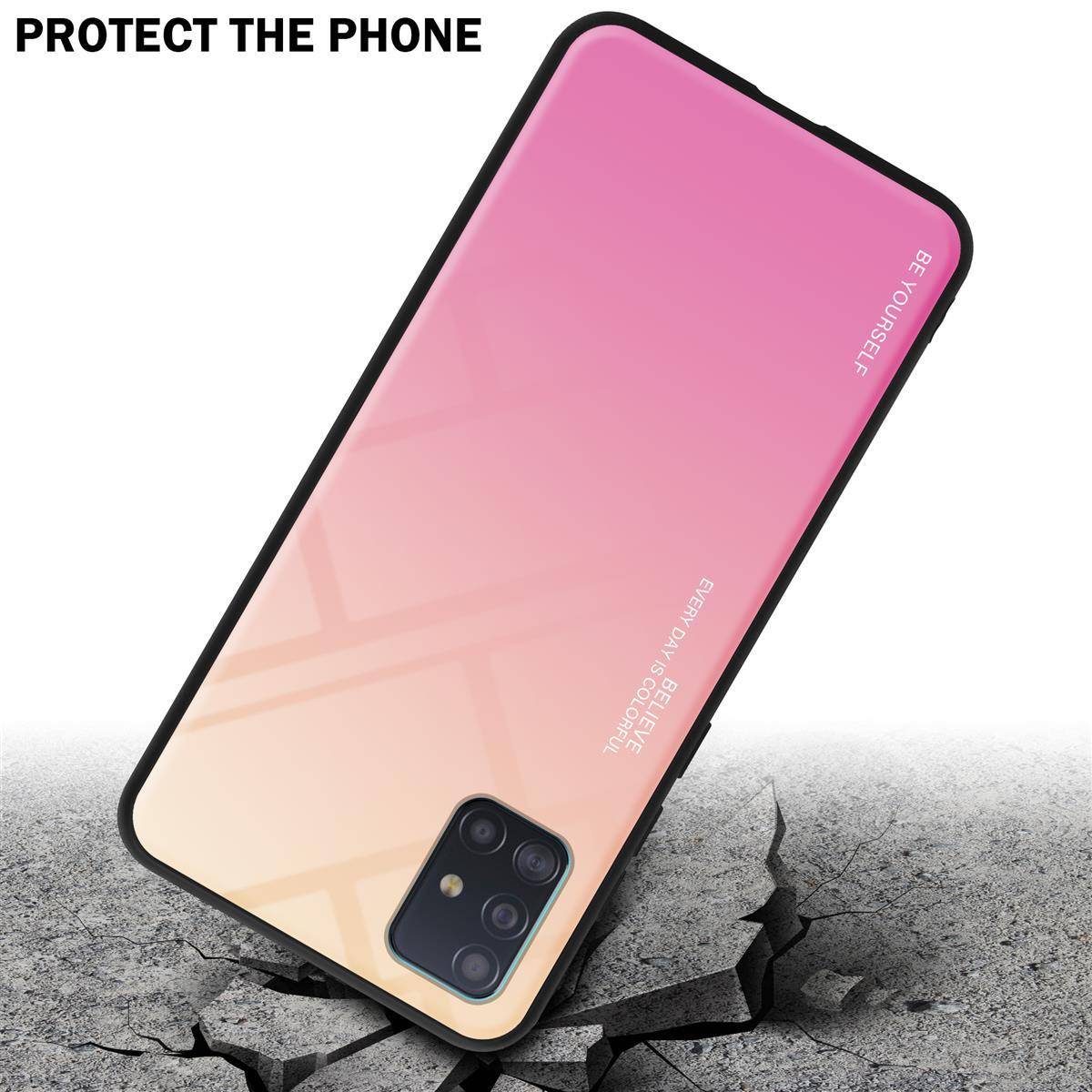 Cadorabo Hülle für Samsung Galaxy A51 4G / M40s Schutz Hülle in Schwarz Handyhülle TPU Etui Cover Case Tempered Glas
