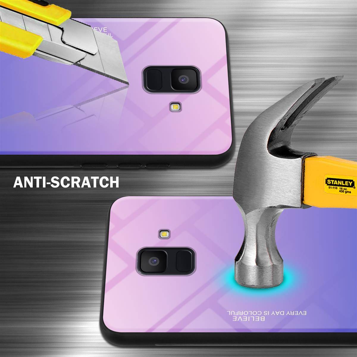Cadorabo Hülle für Samsung Galaxy A6 2018 Schutz Hülle in Schwarz Handyhülle TPU Etui Cover Case Tempered Glas