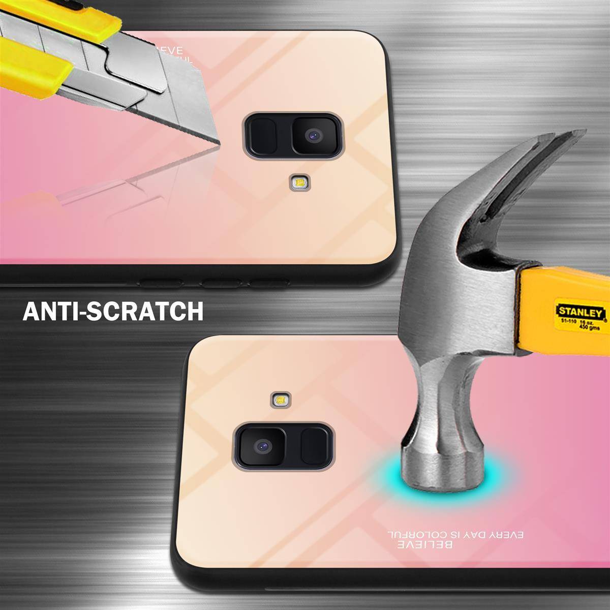 Cadorabo Hülle für Samsung Galaxy A6 2018 Schutz Hülle in Schwarz Handyhülle TPU Etui Cover Case Tempered Glas