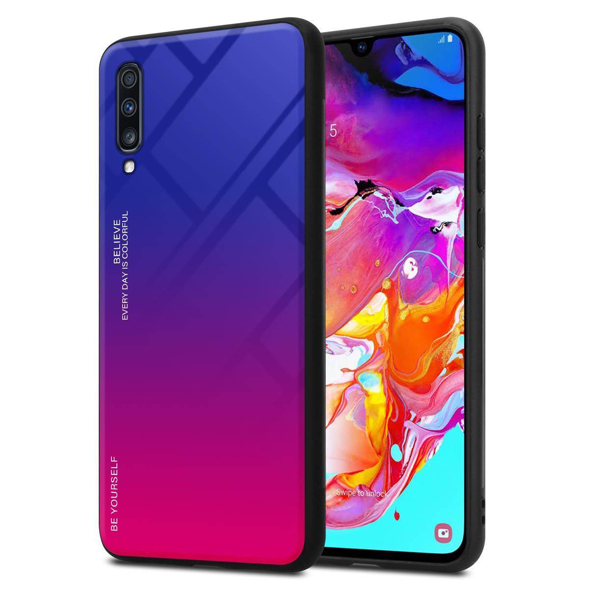 Cadorabo Hülle für Samsung Galaxy A70 / A70s Schutz Hülle in Schwarz Handyhülle TPU Etui Cover Case Tempered Glas