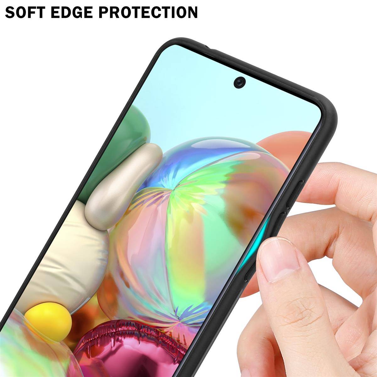 Cadorabo Hülle für Samsung Galaxy A71 4G Schutz Hülle in Schwarz Handyhülle TPU Etui Cover Case Tempered Glas