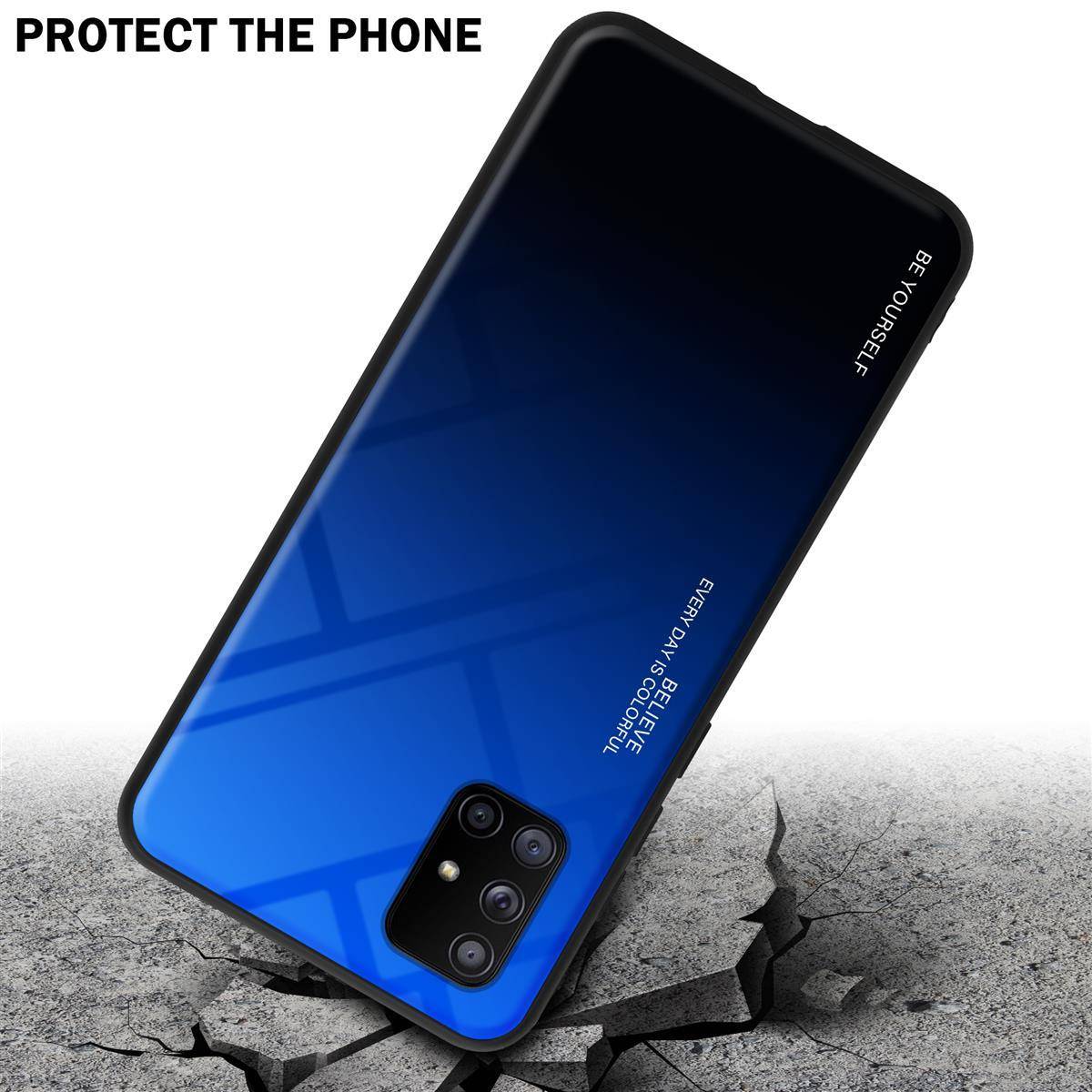 Cadorabo Hülle für Samsung Galaxy A71 5G Schutz Hülle in Schwarz Handyhülle TPU Etui Cover Case Tempered Glas