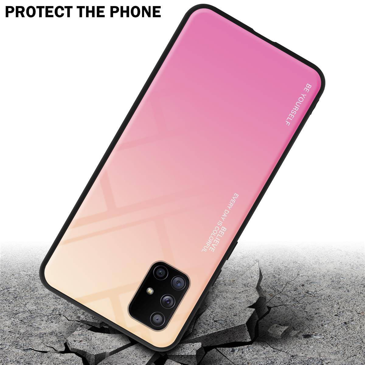 Cadorabo Hülle für Samsung Galaxy A71 5G Schutz Hülle in Schwarz Handyhülle TPU Etui Cover Case Tempered Glas