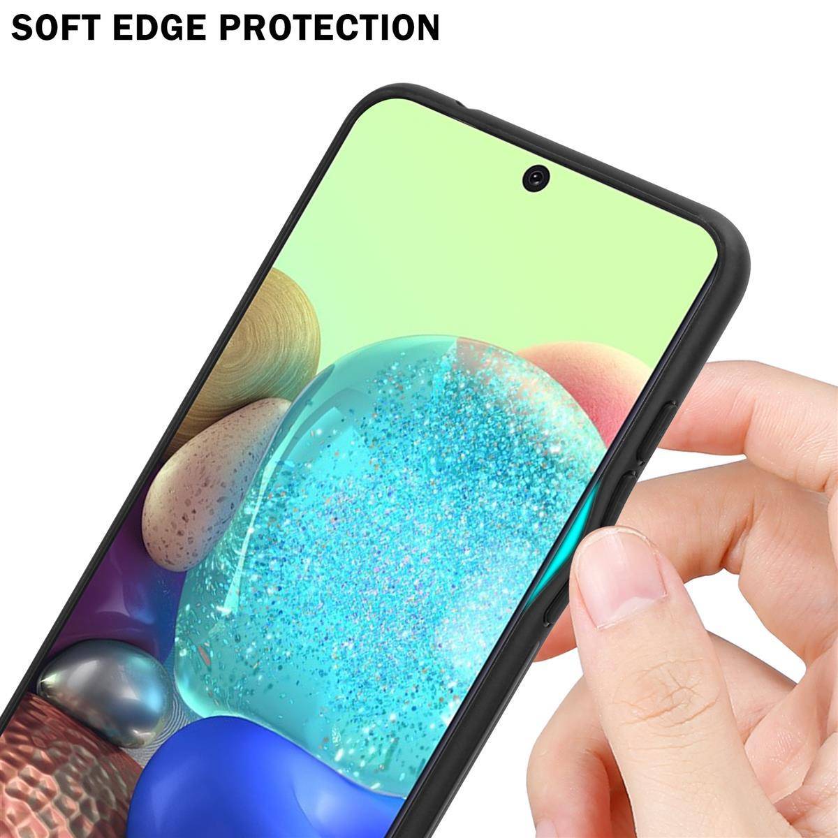 Cadorabo Hülle für Samsung Galaxy A71 5G Schutz Hülle in Schwarz Handyhülle TPU Etui Cover Case Tempered Glas
