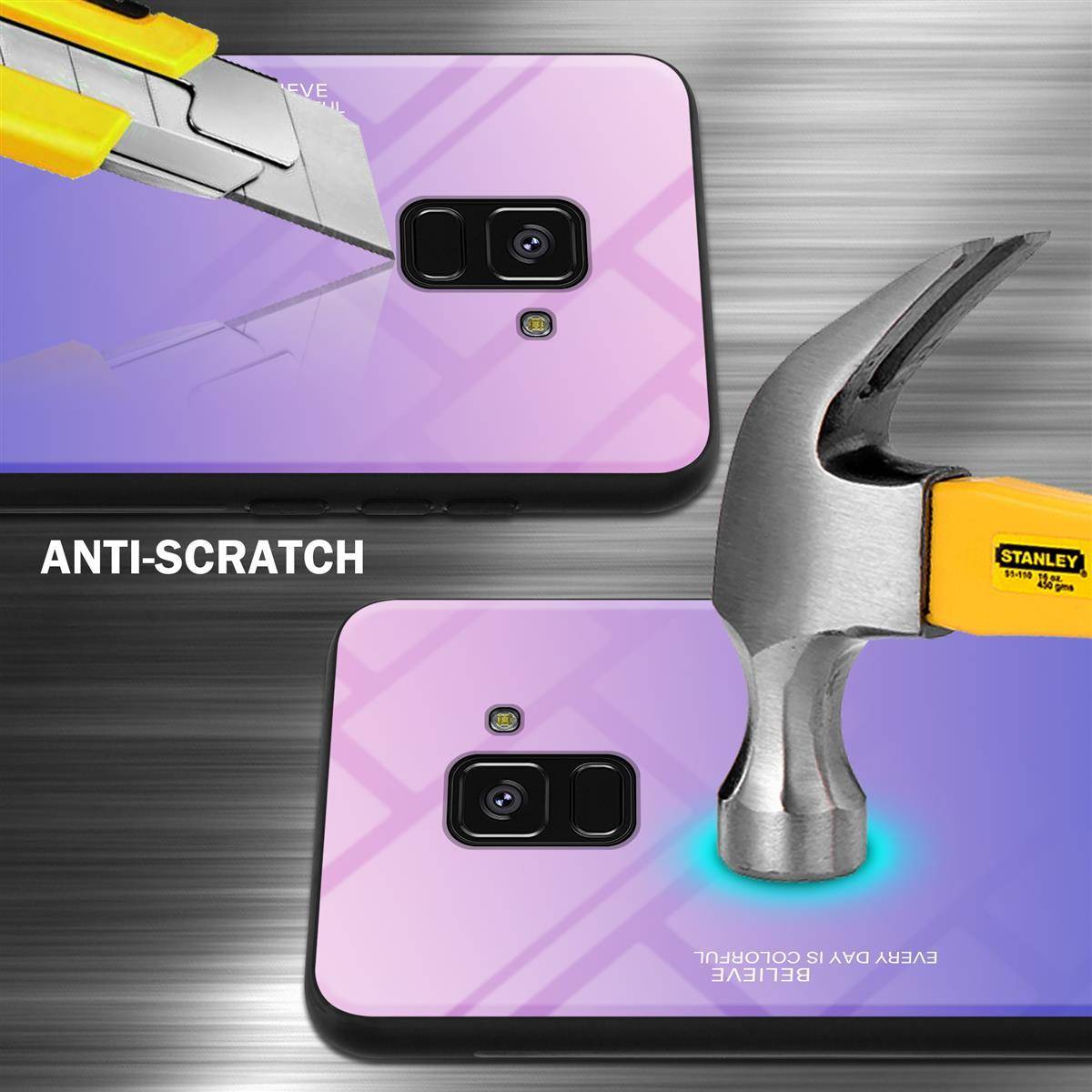 Cadorabo Hülle für Samsung Galaxy A8 2018 Schutz Hülle in Schwarz Handyhülle TPU Etui Cover Case Tempered Glas