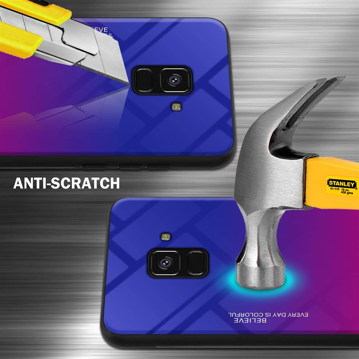 Cadorabo Hülle für Samsung Galaxy A8 2018 Schutz Hülle in Schwarz Handyhülle TPU Etui Cover Case Tempered Glas