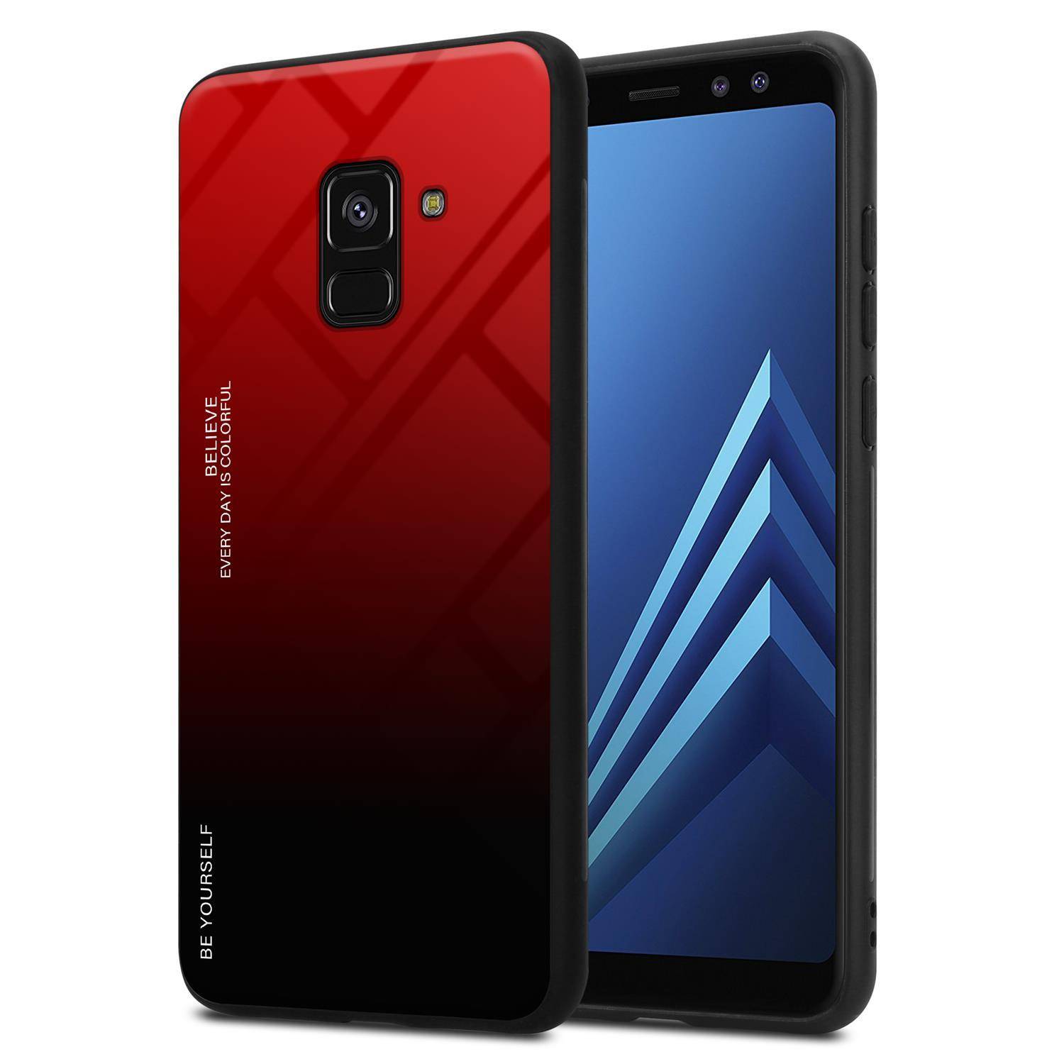 Cadorabo Hülle für Samsung Galaxy A8 2018 Schutz Hülle in Schwarz Handyhülle TPU Etui Cover Case Tempered Glas