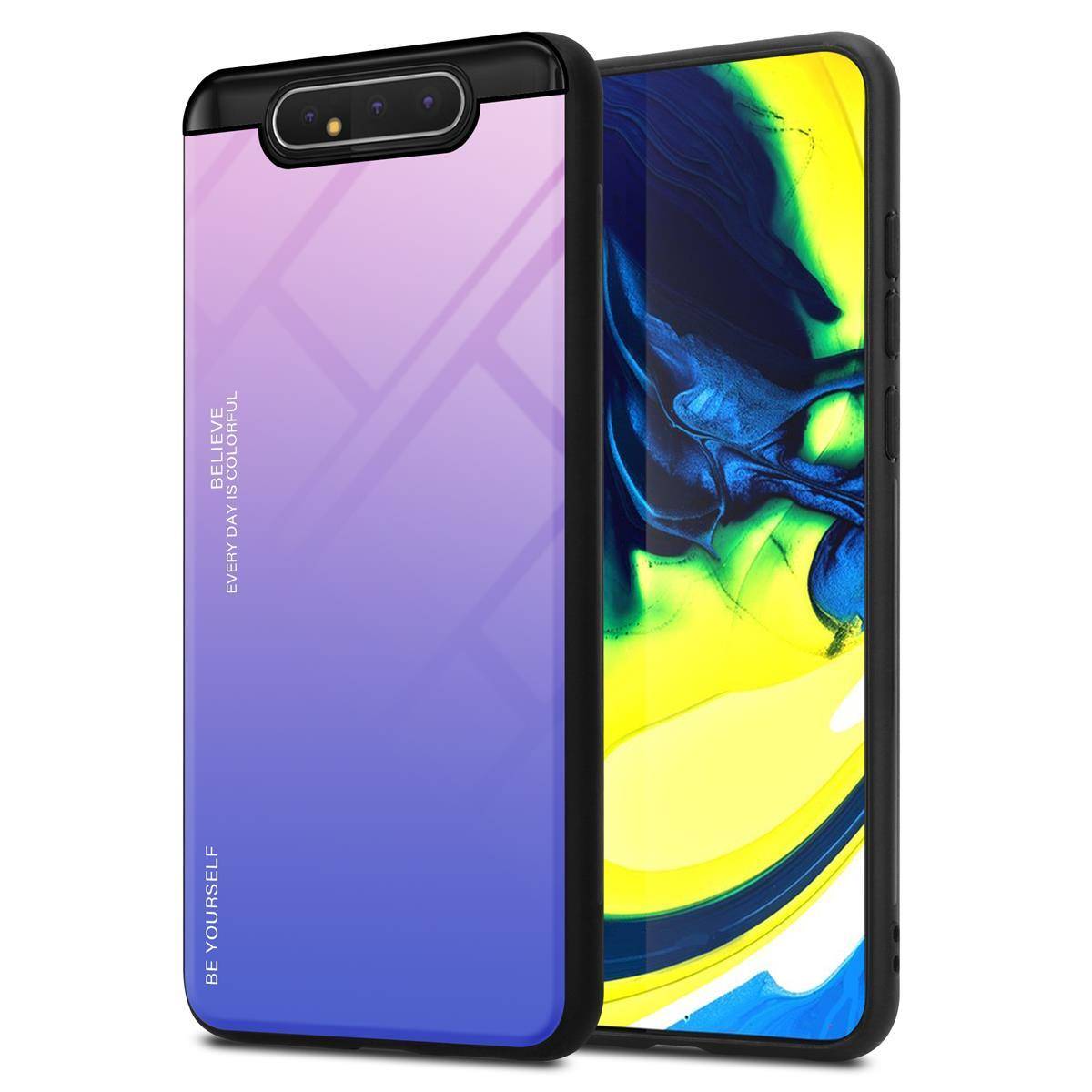 Cadorabo Hülle für Samsung Galaxy A80 / A90 4G Schutz Hülle in Schwarz Handyhülle TPU Etui Cover Case Tempered Glas