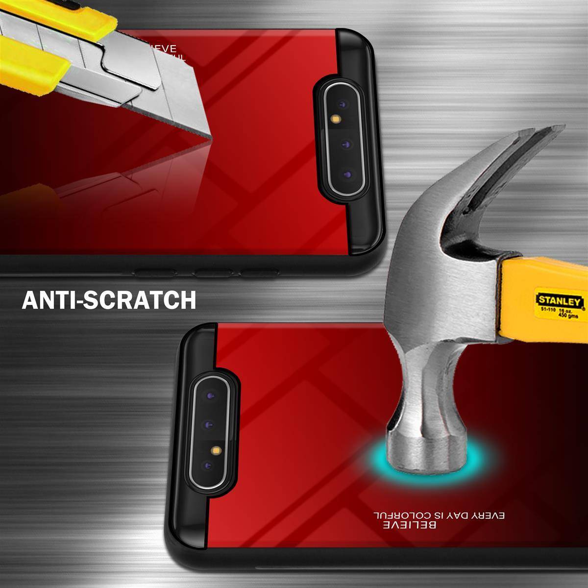 Cadorabo Hülle für Samsung Galaxy A80 / A90 4G Schutz Hülle in Schwarz Handyhülle TPU Etui Cover Case Tempered Glas