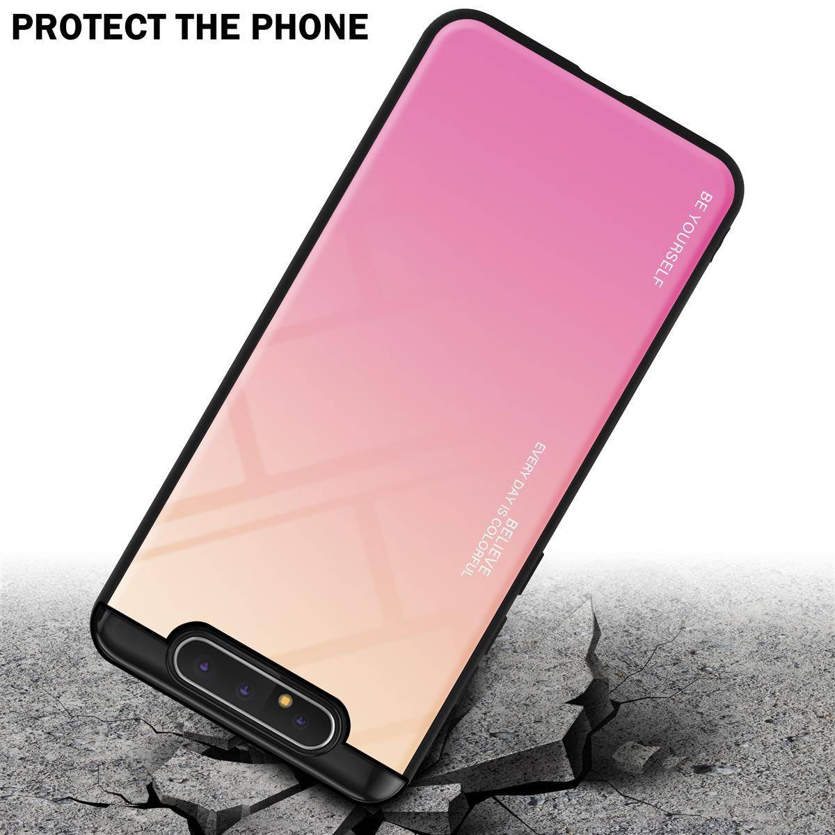 Cadorabo Hülle für Samsung Galaxy A80 / A90 4G Schutz Hülle in Schwarz Handyhülle TPU Etui Cover Case Tempered Glas