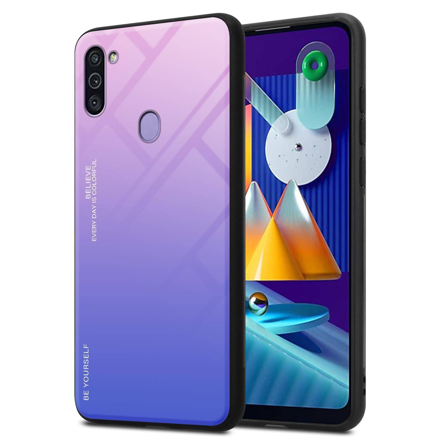 Cadorabo Hülle für Samsung Galaxy A11 / M11 Schutz Hülle in Schwarz Handyhülle TPU Etui Cover Case Tempered Glas