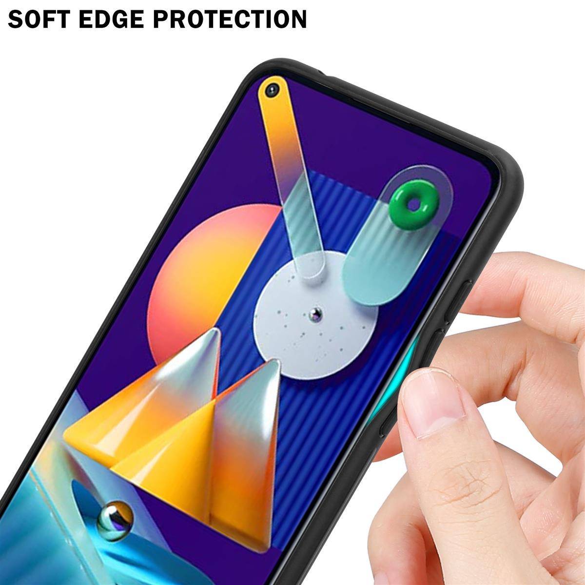 Cadorabo Hülle für Samsung Galaxy A11 / M11 Schutz Hülle in Schwarz Handyhülle TPU Etui Cover Case Tempered Glas