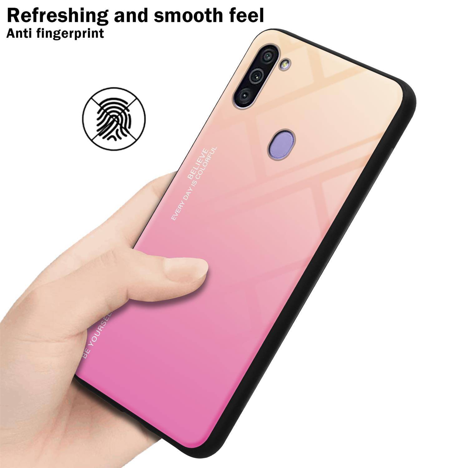 Cadorabo Hülle für Samsung Galaxy A11 / M11 Schutz Hülle in Schwarz Handyhülle TPU Etui Cover Case Tempered Glas