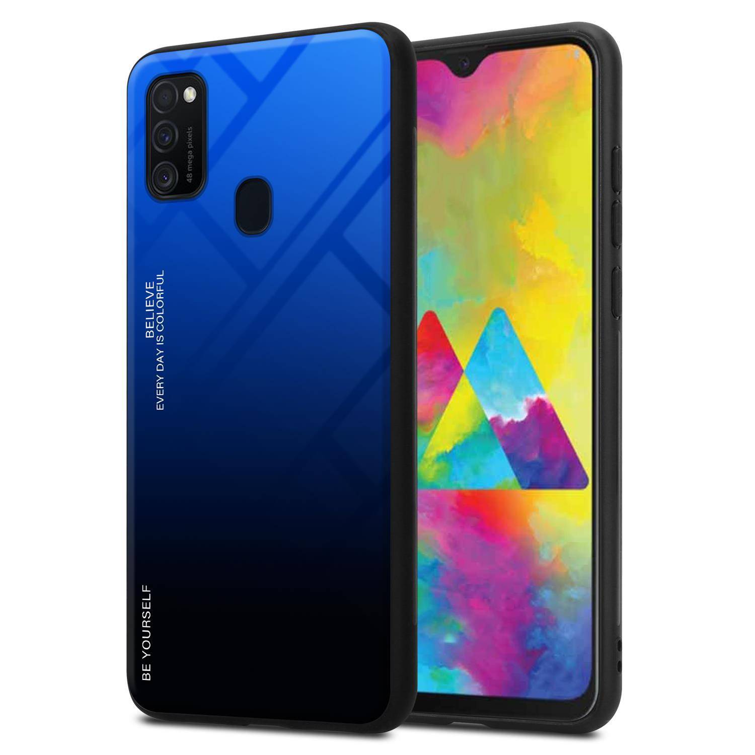 Cadorabo Hülle für Samsung Galaxy M21 / M30s Schutz Hülle in Schwarz Handyhülle TPU Etui Cover Case Tempered Glas