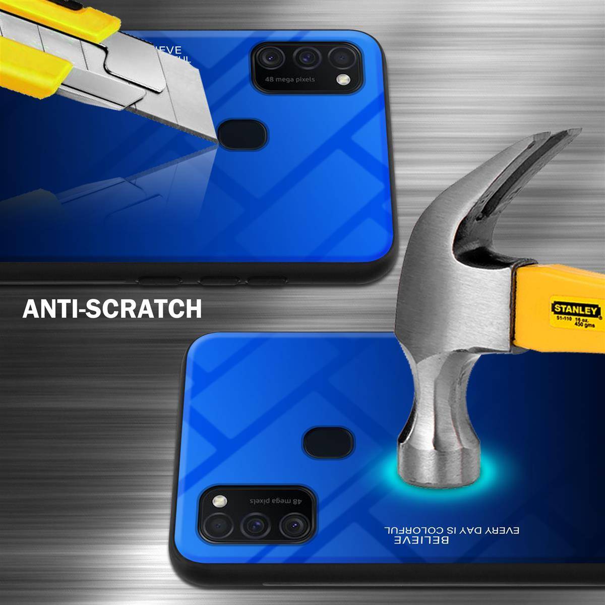 Cadorabo Hülle für Samsung Galaxy M21 / M30s Schutz Hülle in Schwarz Handyhülle TPU Etui Cover Case Tempered Glas