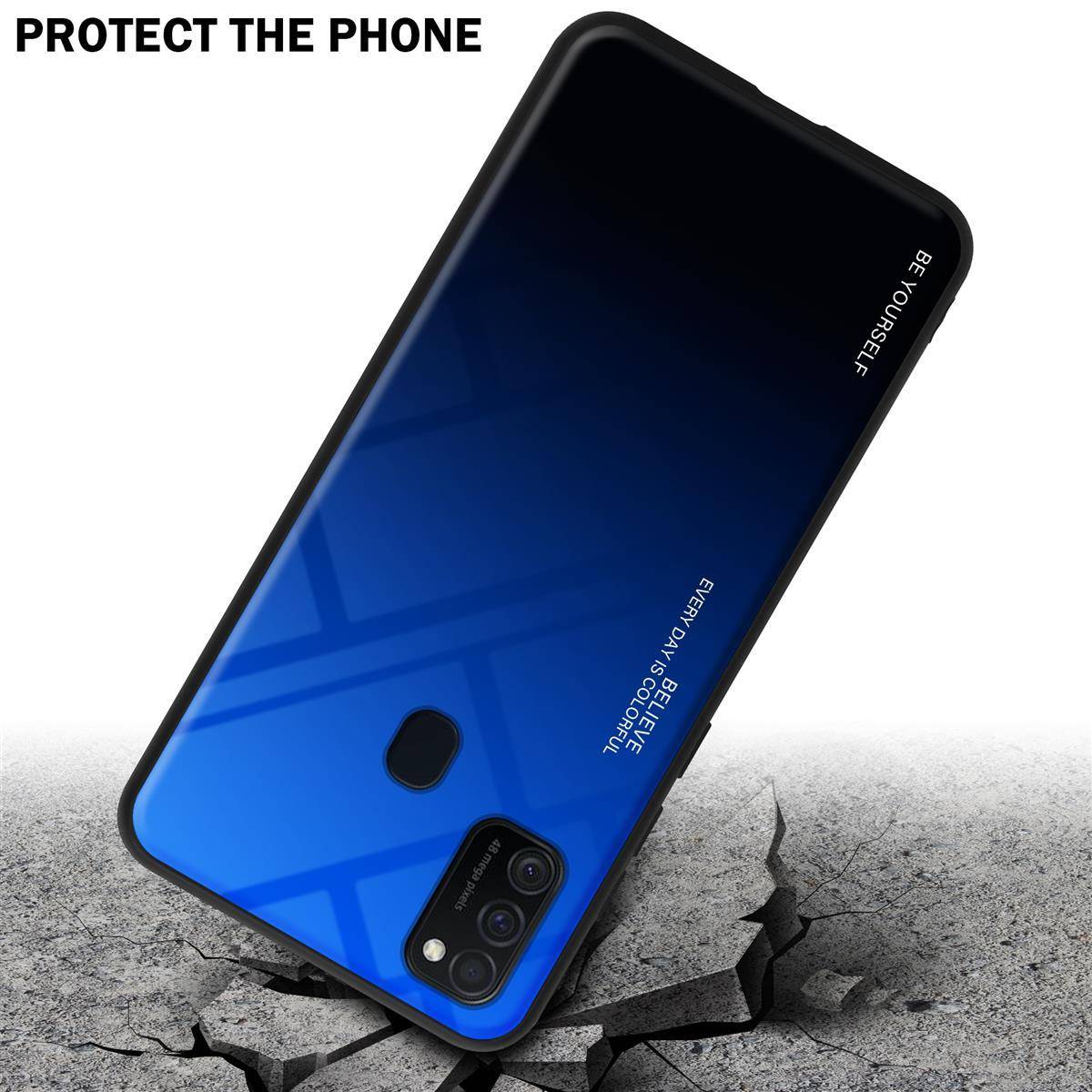 Cadorabo Hülle für Samsung Galaxy M21 / M30s Schutz Hülle in Schwarz Handyhülle TPU Etui Cover Case Tempered Glas