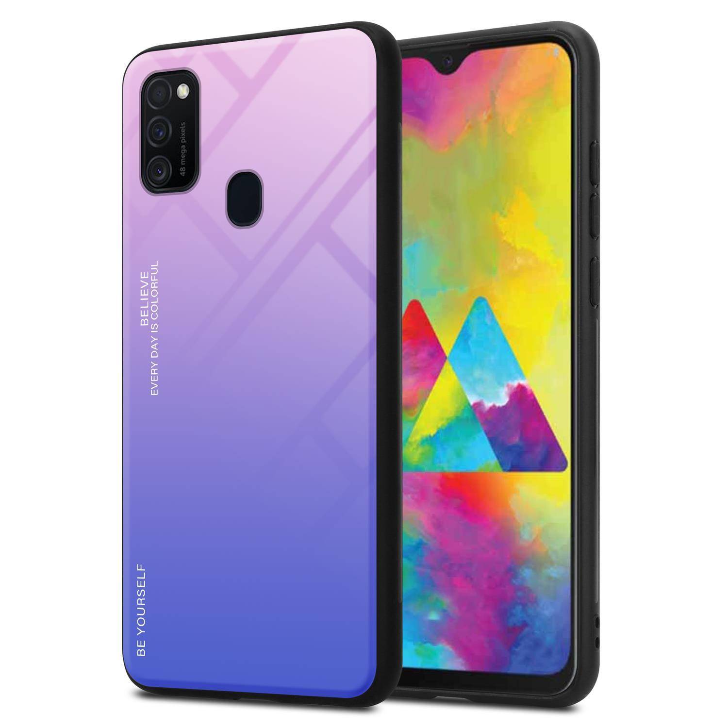 Cadorabo Hülle für Samsung Galaxy M21 / M30s Schutz Hülle in Schwarz Handyhülle TPU Etui Cover Case Tempered Glas