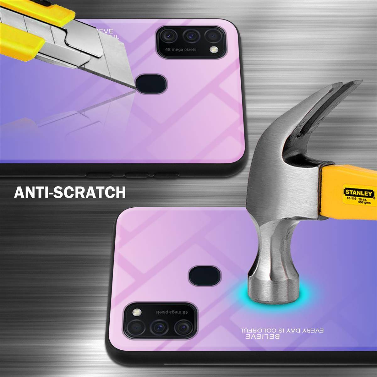 Cadorabo Hülle für Samsung Galaxy M21 / M30s Schutz Hülle in Schwarz Handyhülle TPU Etui Cover Case Tempered Glas