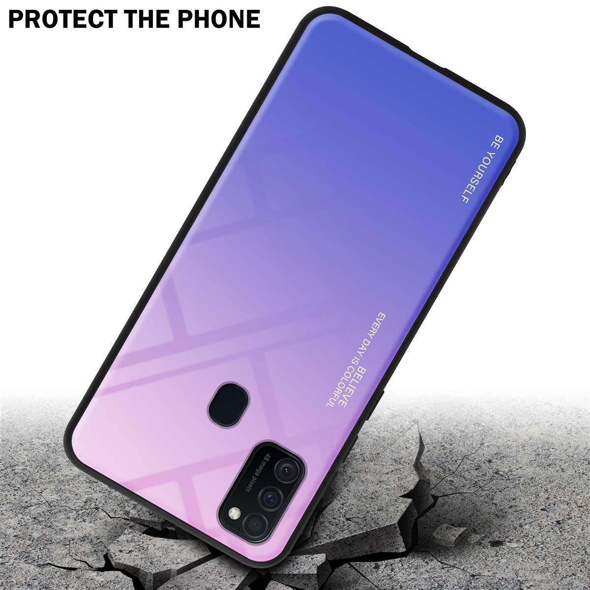 Cadorabo Hülle für Samsung Galaxy M21 / M30s Schutz Hülle in Schwarz Handyhülle TPU Etui Cover Case Tempered Glas