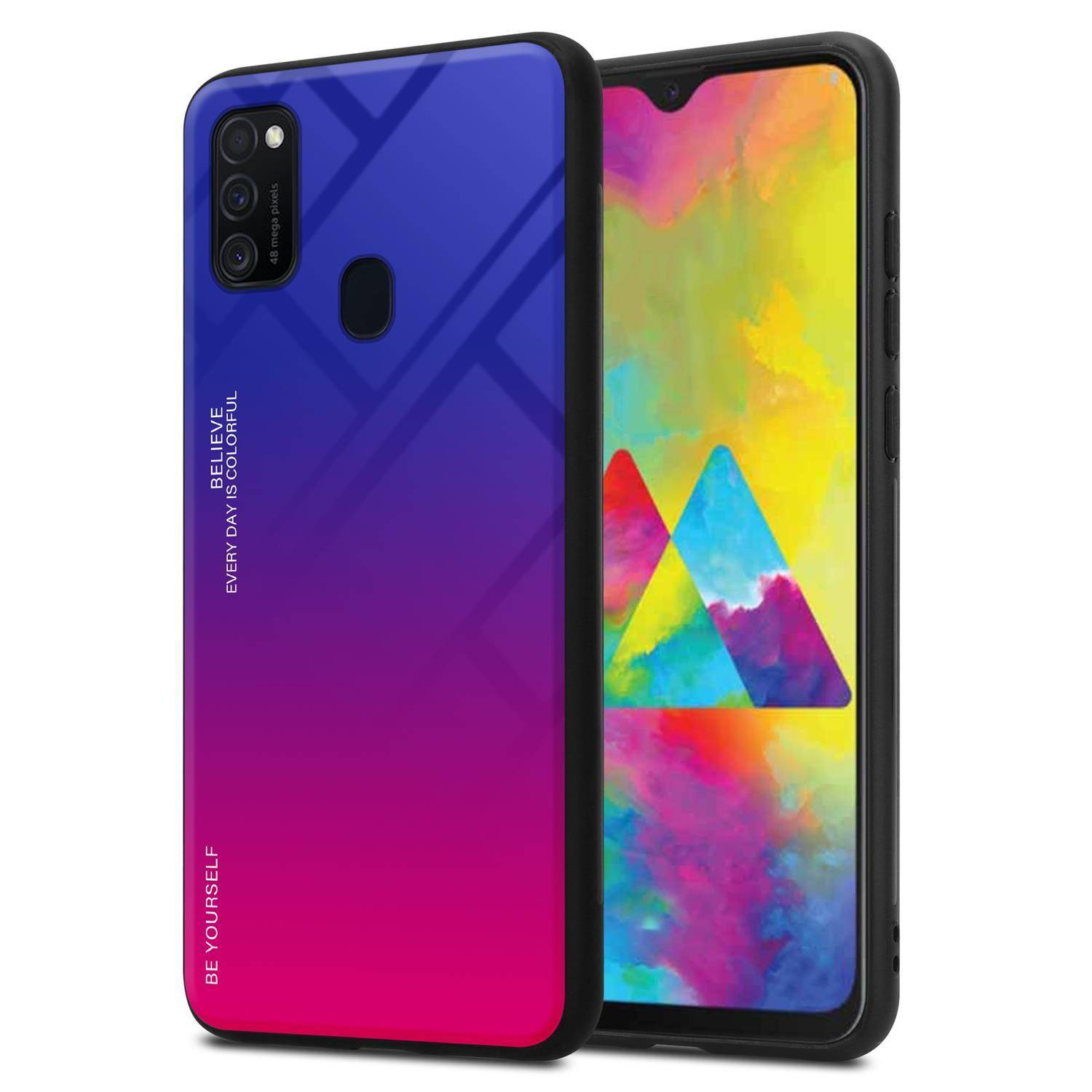 Cadorabo Hülle für Samsung Galaxy M21 / M30s Schutz Hülle in Schwarz Handyhülle TPU Etui Cover Case Tempered Glas