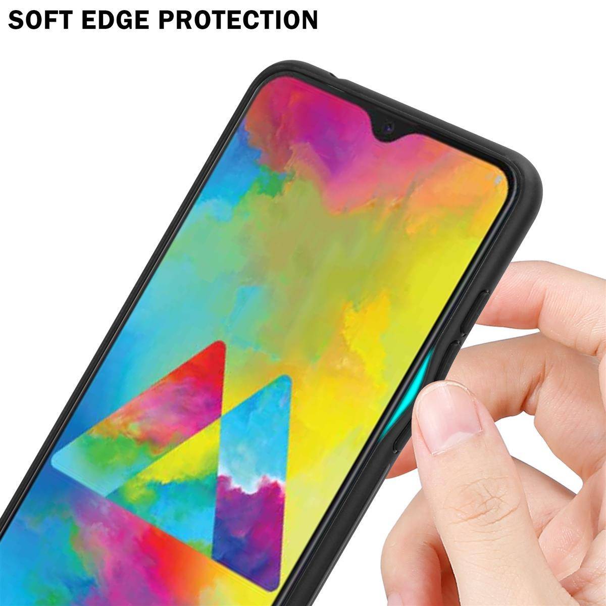 Cadorabo Hülle für Samsung Galaxy M21 / M30s Schutz Hülle in Schwarz Handyhülle TPU Etui Cover Case Tempered Glas