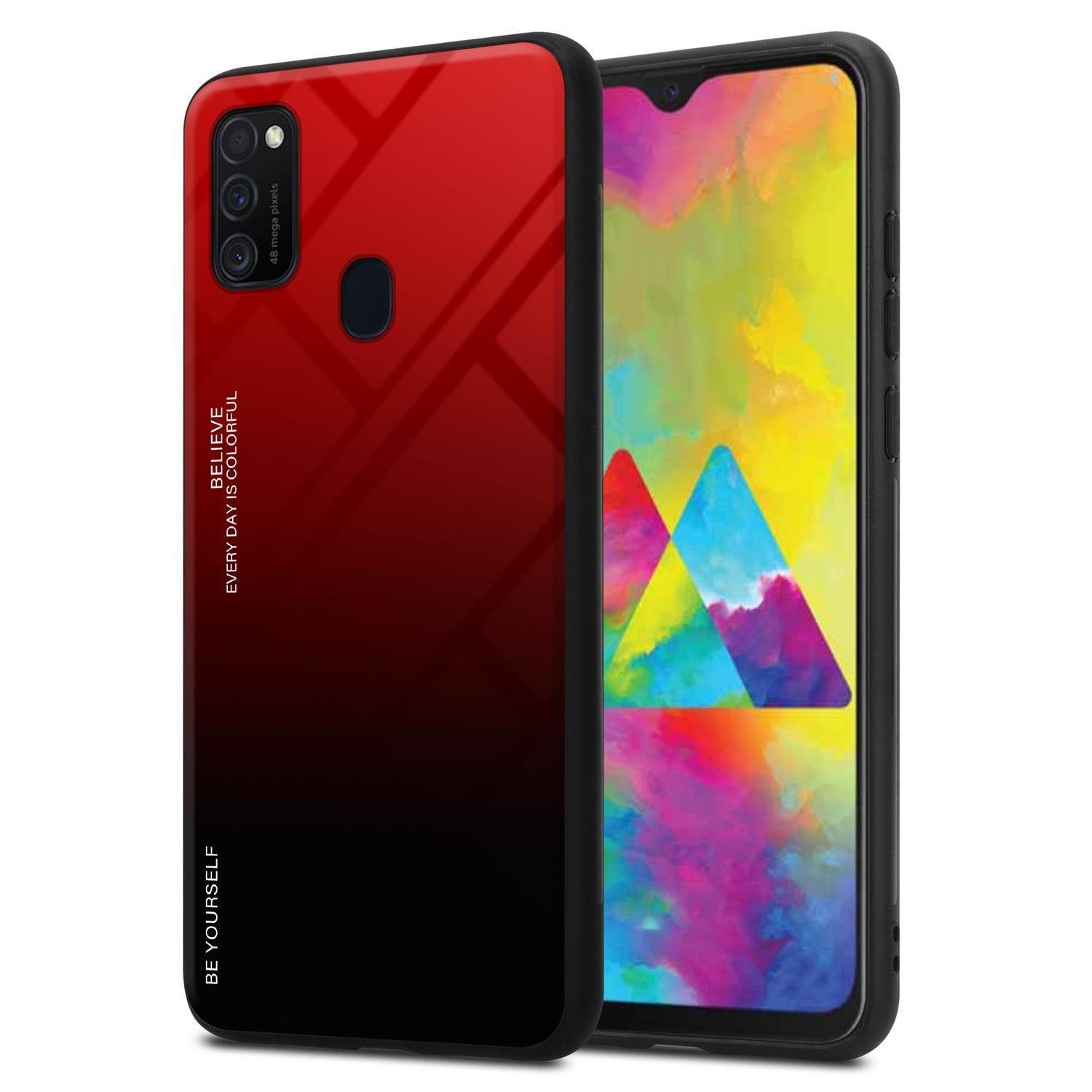 Cadorabo Hülle für Samsung Galaxy M21 / M30s Schutz Hülle in Schwarz Handyhülle TPU Etui Cover Case Tempered Glas