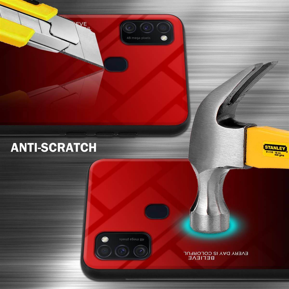 Cadorabo Hülle für Samsung Galaxy M21 / M30s Schutz Hülle in Schwarz Handyhülle TPU Etui Cover Case Tempered Glas