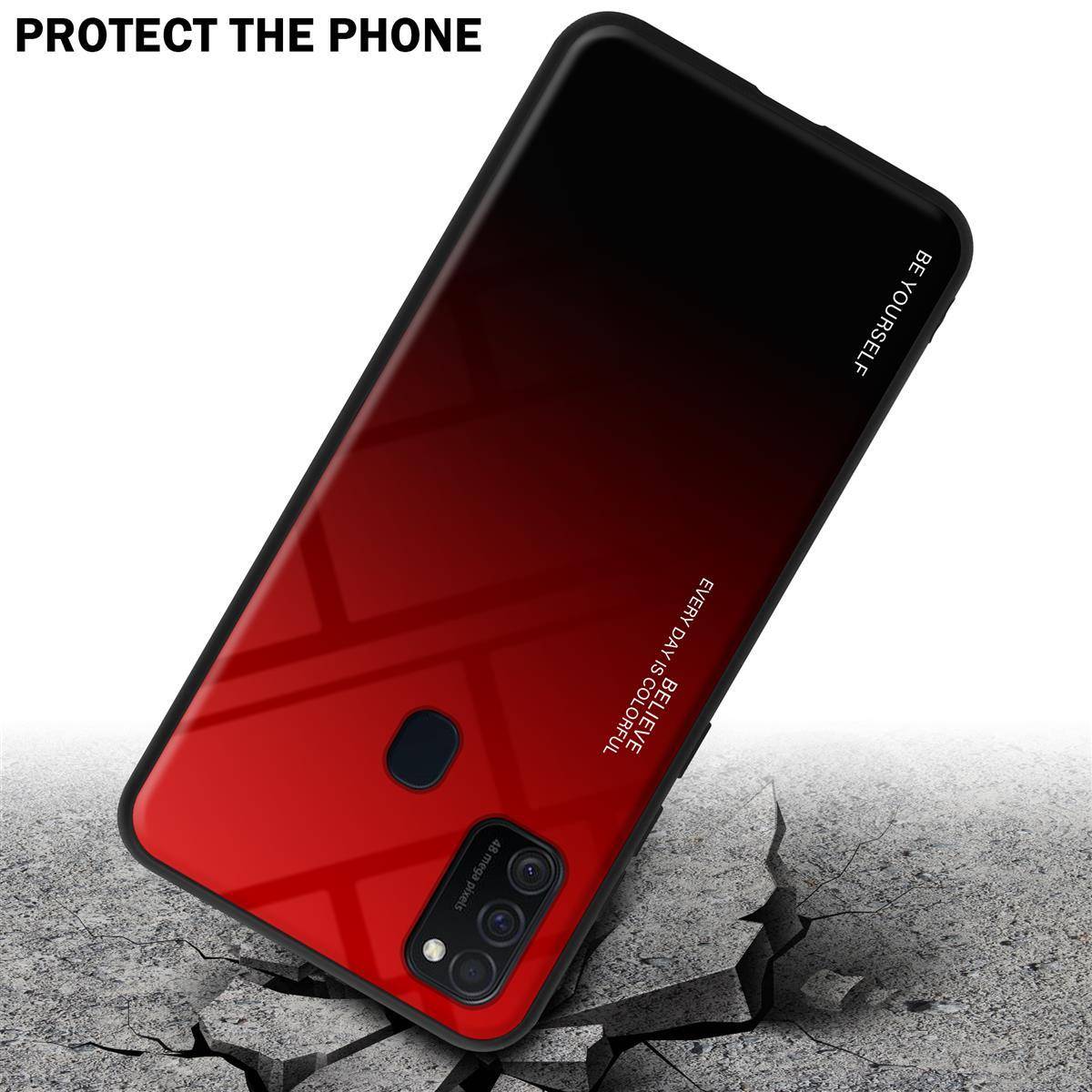 Cadorabo Hülle für Samsung Galaxy M21 / M30s Schutz Hülle in Schwarz Handyhülle TPU Etui Cover Case Tempered Glas