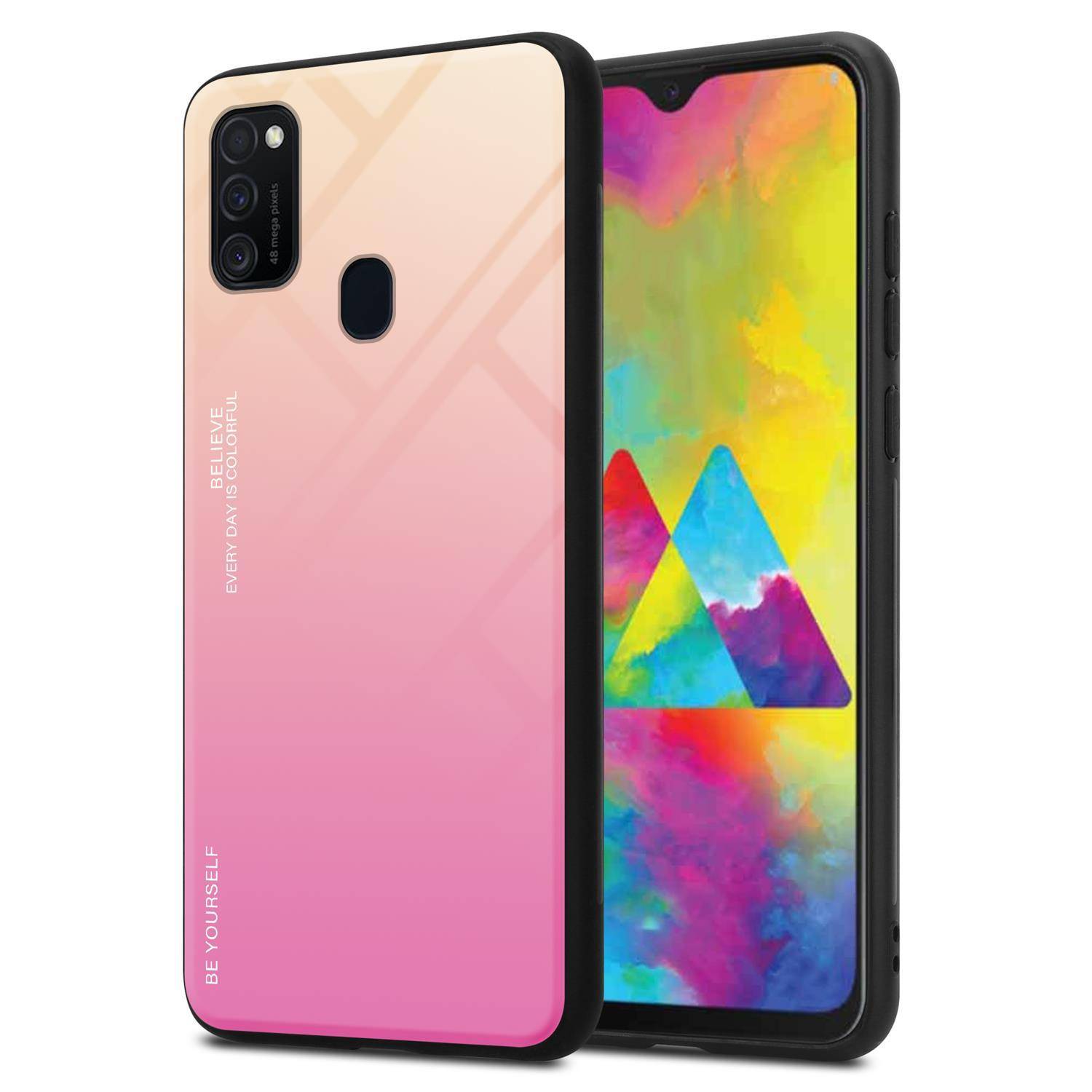Cadorabo Hülle für Samsung Galaxy M21 / M30s Schutz Hülle in Schwarz Handyhülle TPU Etui Cover Case Tempered Glas
