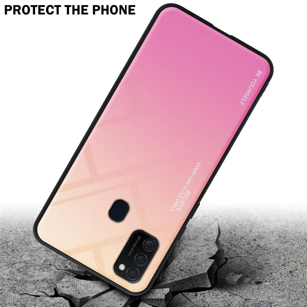 Cadorabo Hülle für Samsung Galaxy M21 / M30s Schutz Hülle in Schwarz Handyhülle TPU Etui Cover Case Tempered Glas