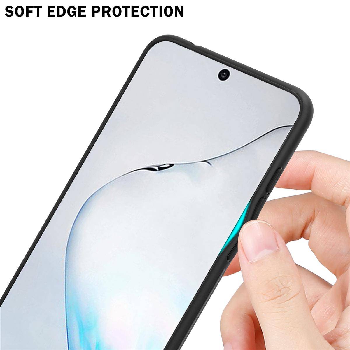 Cadorabo Hülle für Samsung Galaxy NOTE 10 Schutz Hülle in Schwarz Handyhülle TPU Etui Cover Case Tempered Glas