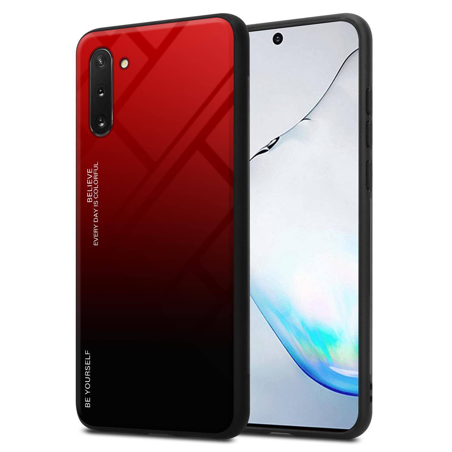 Cadorabo Hülle für Samsung Galaxy NOTE 10 Schutz Hülle in Schwarz Handyhülle TPU Etui Cover Case Tempered Glas