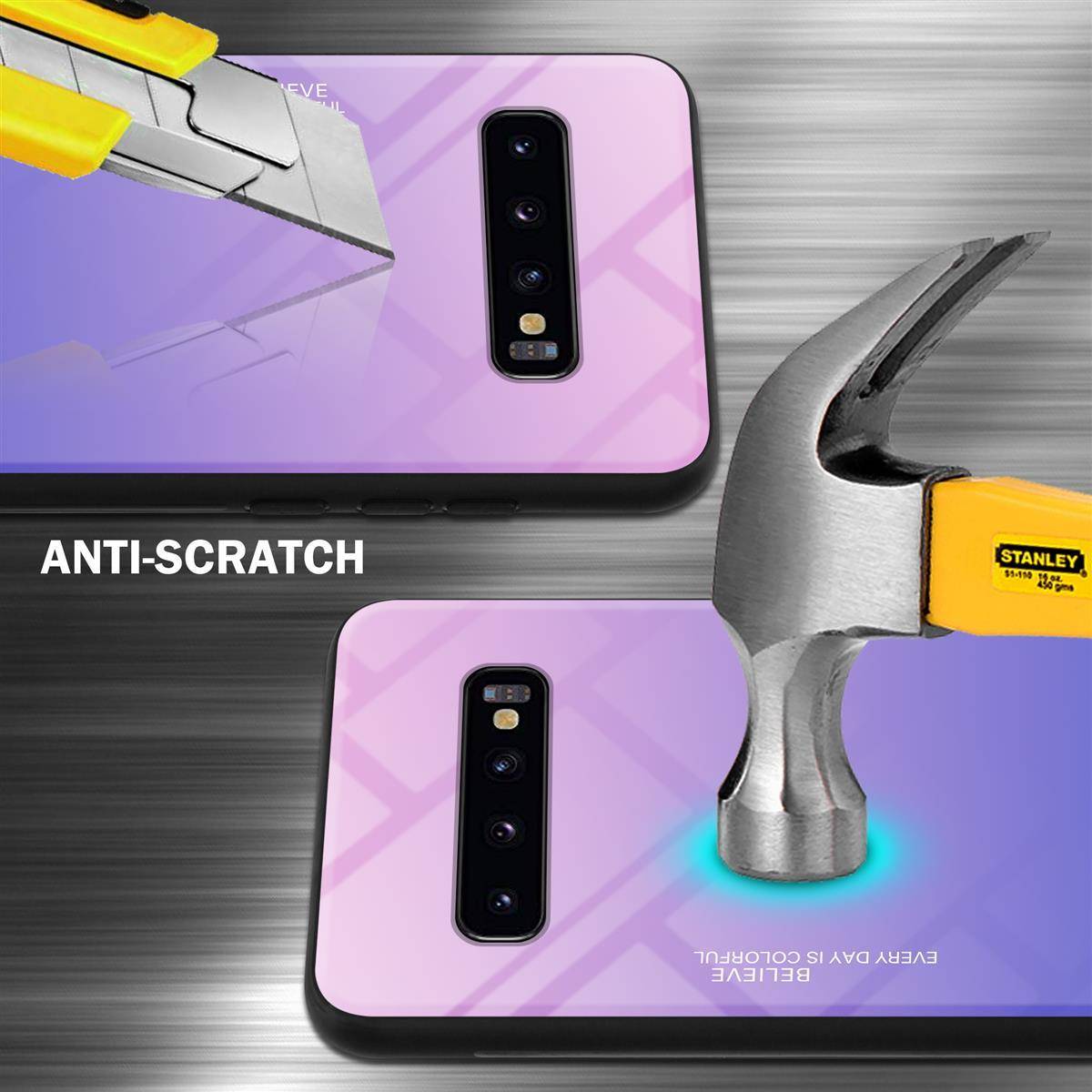 Cadorabo Hülle für Samsung Galaxy S10 4G Schutz Hülle in Schwarz Handyhülle TPU Etui Cover Case Tempered Glas