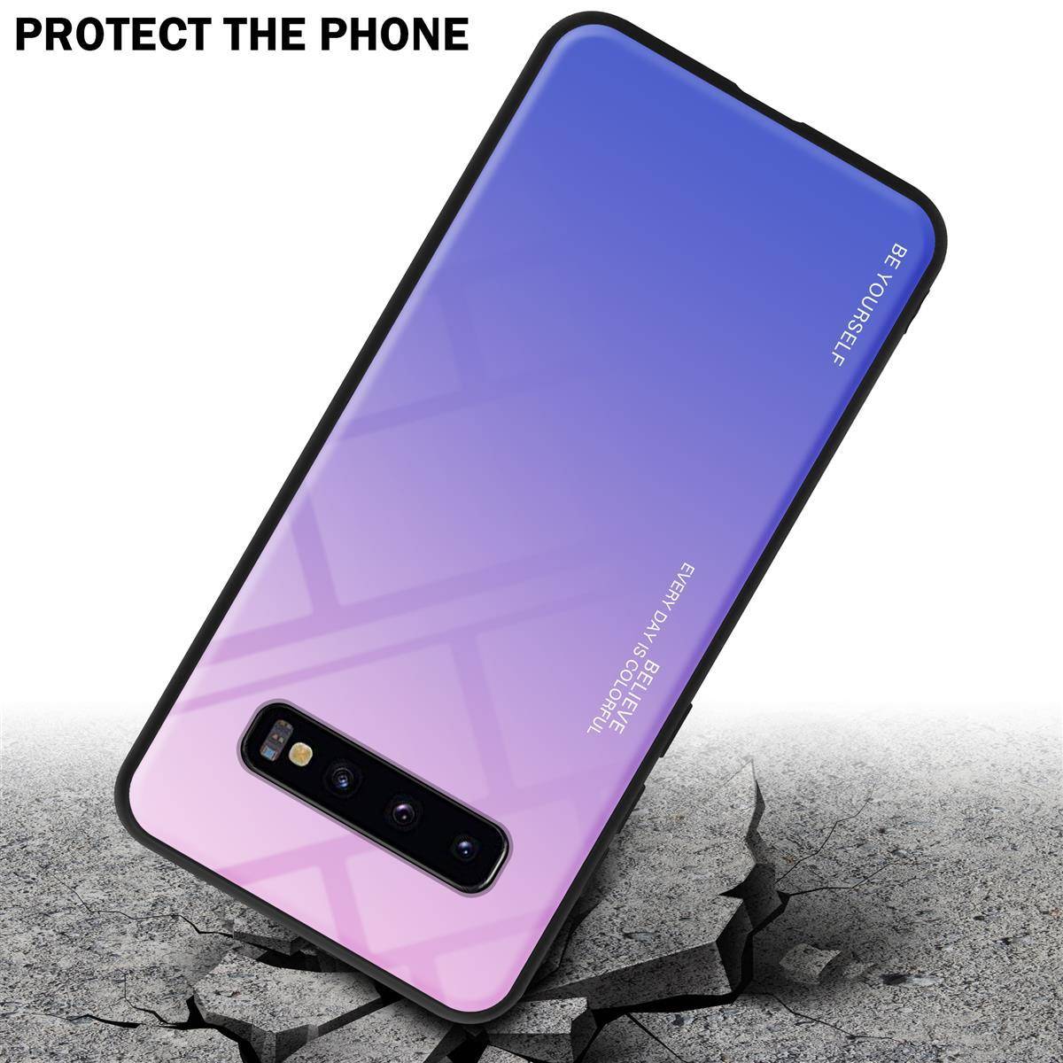 Cadorabo Hülle für Samsung Galaxy S10 4G Schutz Hülle in Schwarz Handyhülle TPU Etui Cover Case Tempered Glas