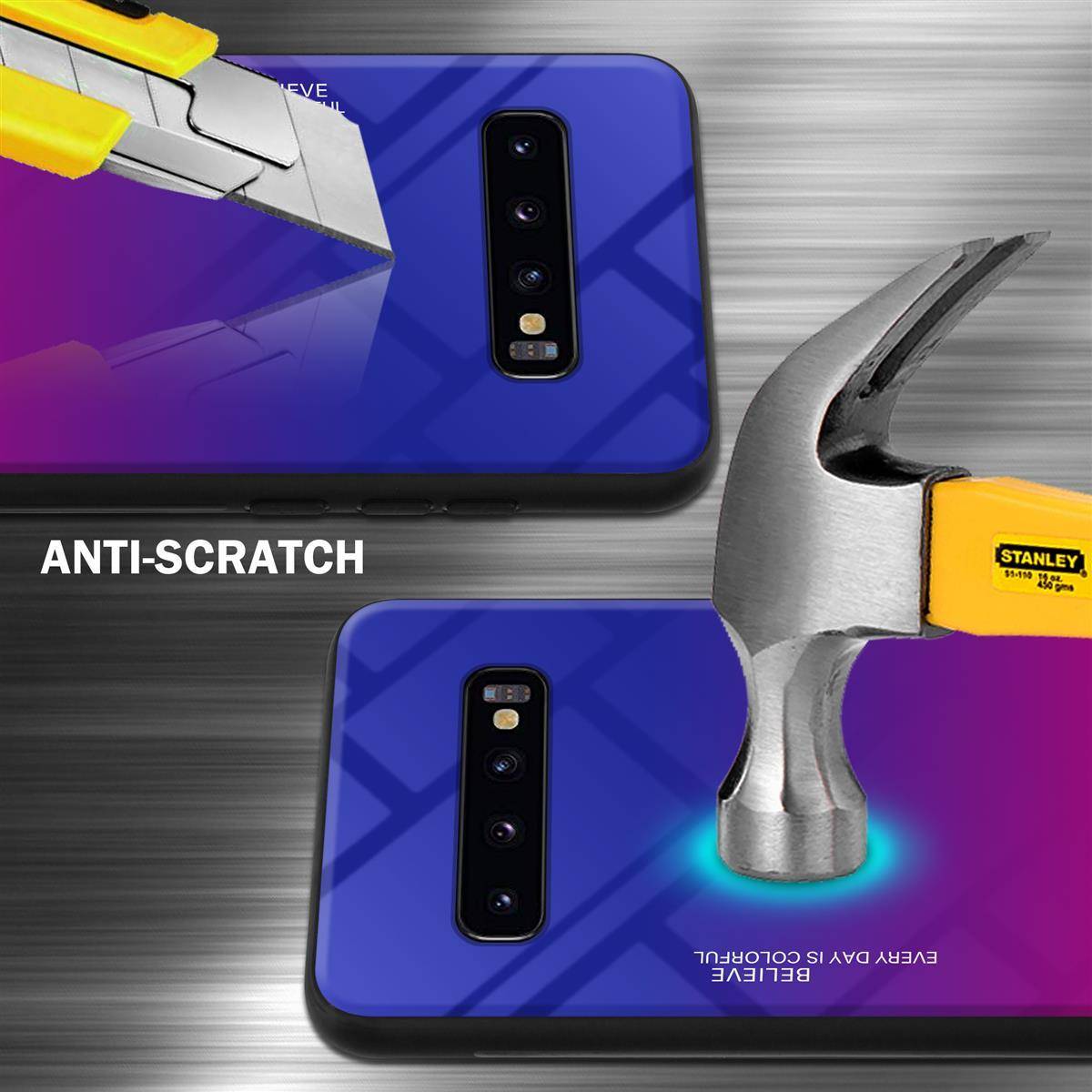 Cadorabo Hülle für Samsung Galaxy S10 4G Schutz Hülle in Schwarz Handyhülle TPU Etui Cover Case Tempered Glas