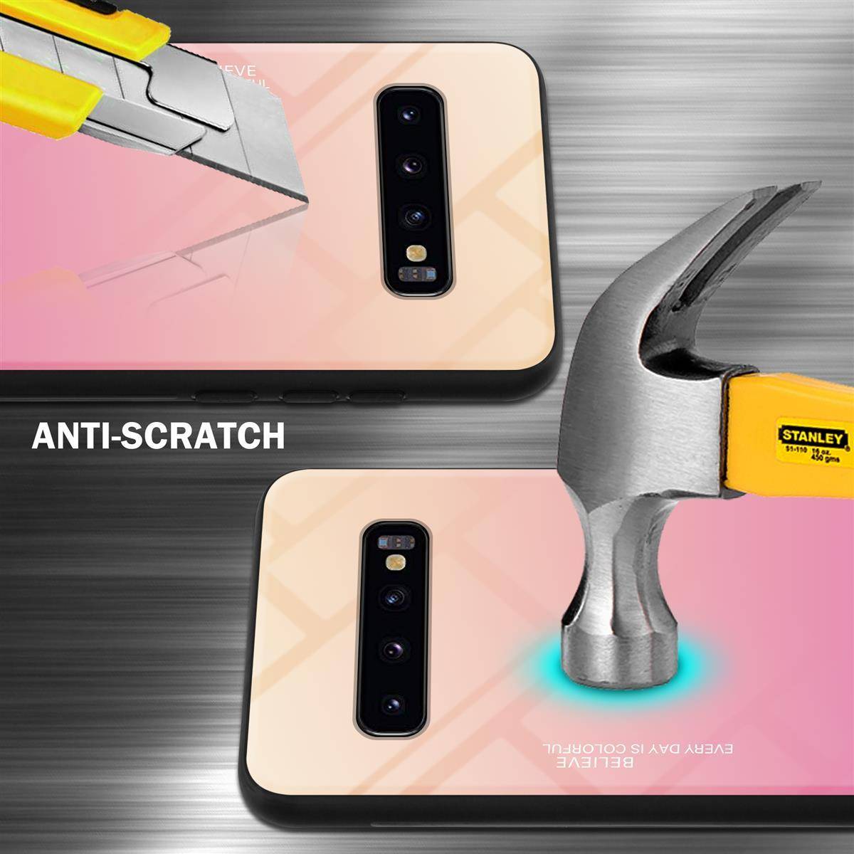Cadorabo Hülle für Samsung Galaxy S10 4G Schutz Hülle in Schwarz Handyhülle TPU Etui Cover Case Tempered Glas