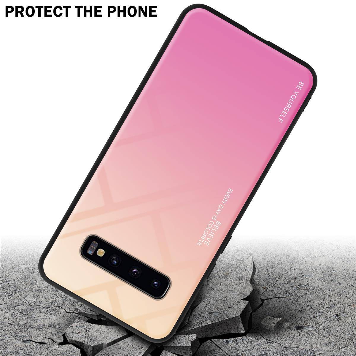 Cadorabo Hülle für Samsung Galaxy S10 4G Schutz Hülle in Schwarz Handyhülle TPU Etui Cover Case Tempered Glas