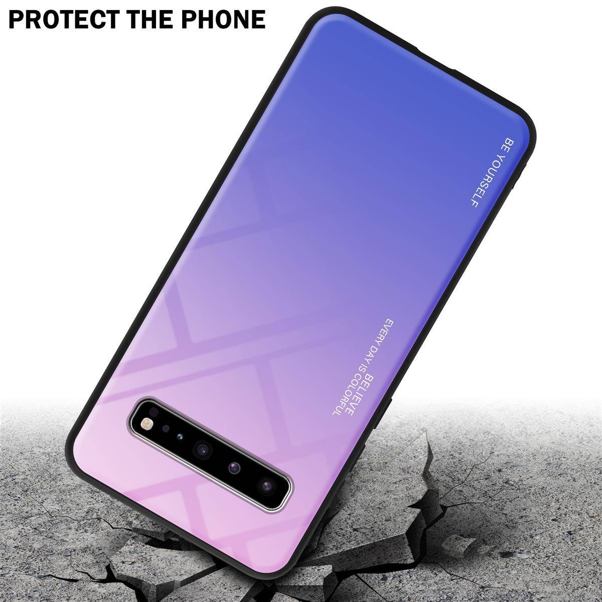 Cadorabo Hülle für Samsung Galaxy S10 5G Schutz Hülle in Schwarz Handyhülle TPU Etui Cover Case Tempered Glas