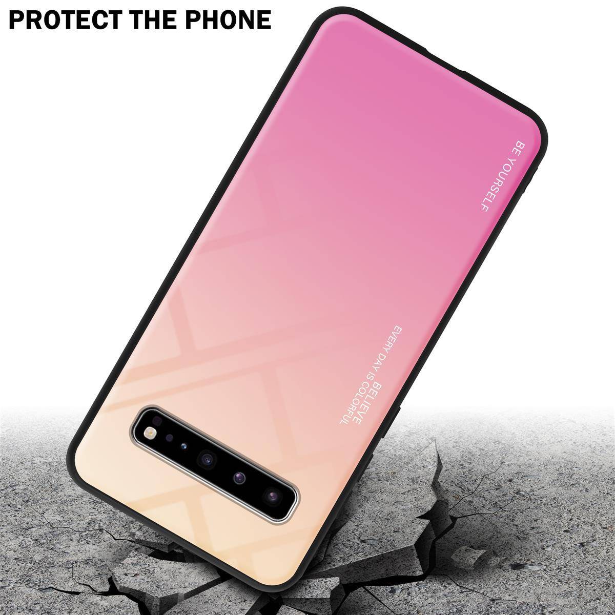 Cadorabo Hülle für Samsung Galaxy S10 5G Schutz Hülle in Schwarz Handyhülle TPU Etui Cover Case Tempered Glas
