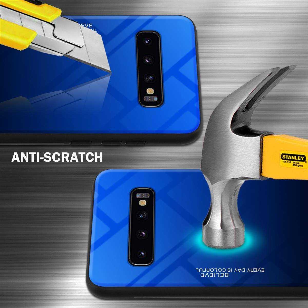 Cadorabo Hülle für Samsung Galaxy S10 PLUS Schutz Hülle in Schwarz Handyhülle TPU Etui Cover Case Tempered Glas
