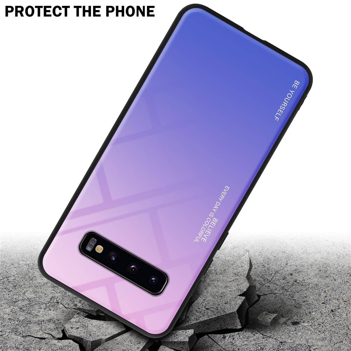 Cadorabo Hülle für Samsung Galaxy S10 PLUS Schutz Hülle in Schwarz Handyhülle TPU Etui Cover Case Tempered Glas