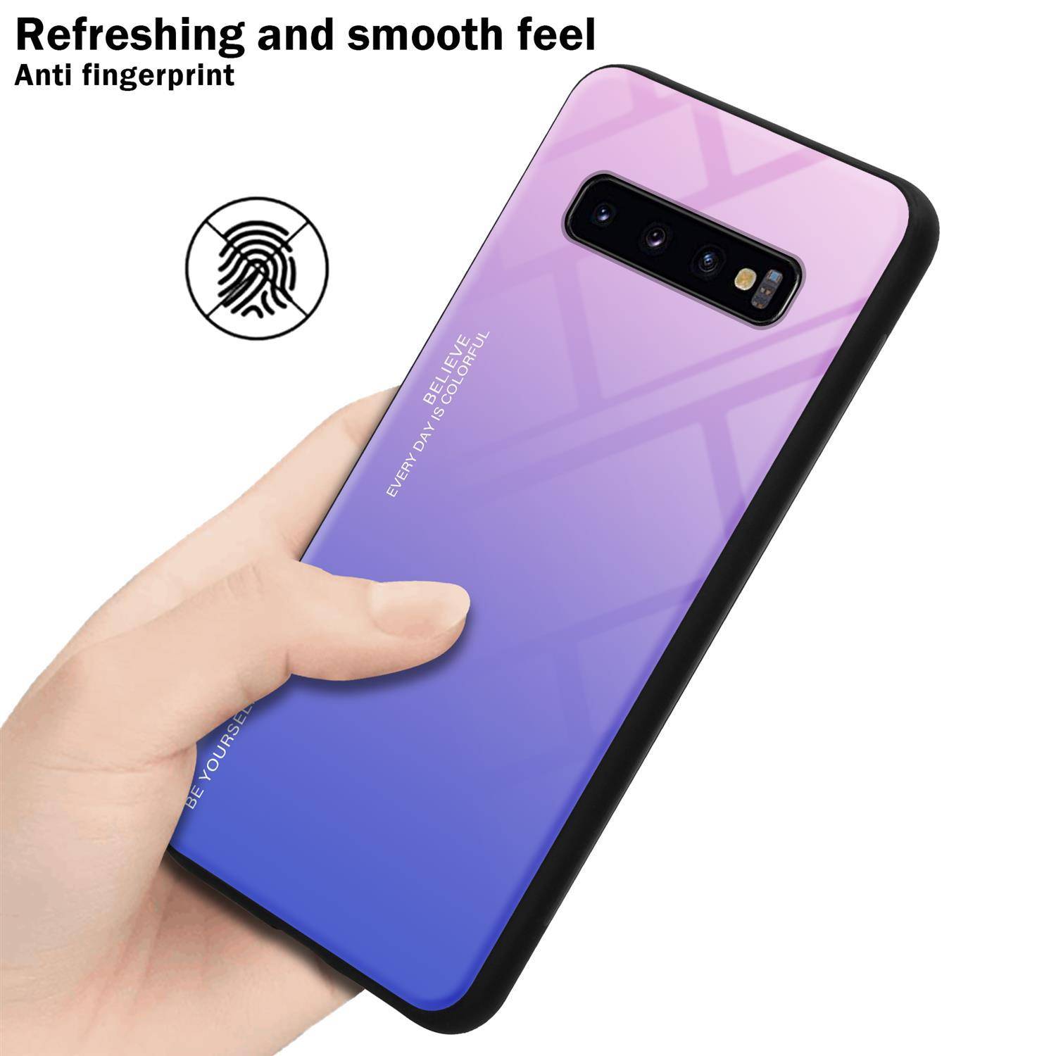 Cadorabo Hülle für Samsung Galaxy S10 PLUS Schutz Hülle in Schwarz Handyhülle TPU Etui Cover Case Tempered Glas